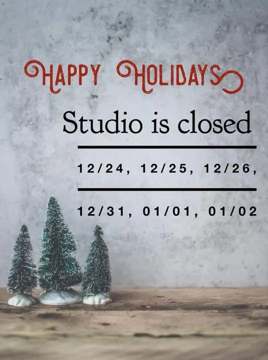 Happy Holidays! Our dance family has so much to be thankful for this past year ❤️🙏 Please take note that the studio will be closed during these dates: 12/24, 12/25, 12/26 and