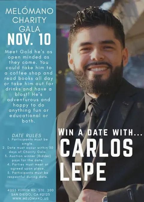 Meet Carlos! One of our many singles giving back by getting auctioned off at the Melómano Charity Gala benefiting Train for Change. Over the next few weeks we will continue to
