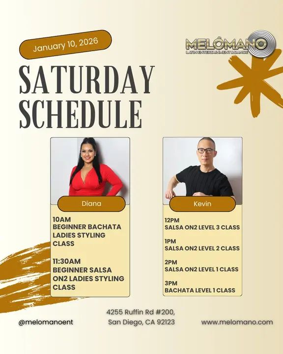 It’s the weekend and it is Saturday! Time to dance and have fun! Join us for Salsa & Bachata classes! 🥳 10am🔸Beginner Bachata Ladies Styling 11:30am🔸 Beginner Salsa Ladi