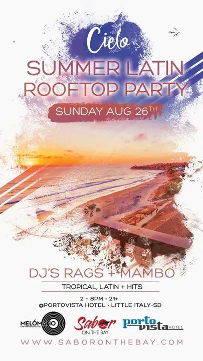 SUMMER LATIN ROOFTOP PARTY 🎉 Tickets now on sale! Come experience the only Latin Rooftop Party in San Diego w/ Cabanas, Champagne Packages, DJ Rags & DJ Mambo + Live Bachata