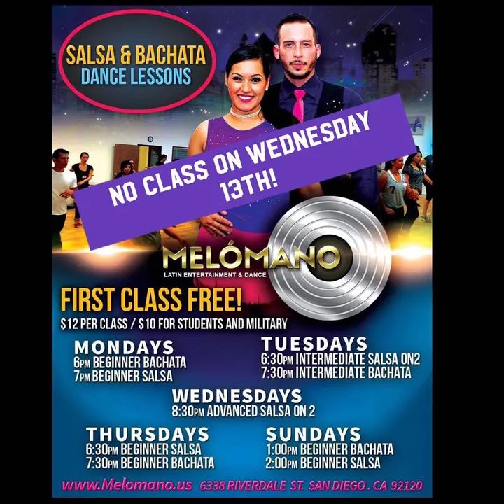 Hello Melómanos! No class Wednesday this week. We'll be back at it again on Thursday!! #MelomanoEnt #FirstClassFree
