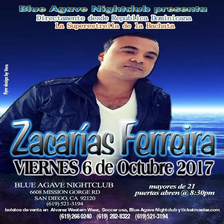 BACHATA CONCERT, BACHATA CONCERT, BACHATA CONCERT in San Diego, FRIDAY OCTOBER 6th 2017. Blue Agave Nightclub presents, Direct from Dominican Republic, "the superstar of bacha