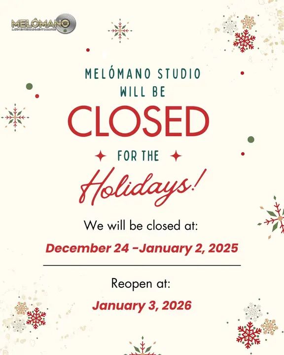 🎄✨ Happy Holidays from Melómano! ✨🎄 Just a friendly reminder that Melómano Dance Studio will be closed from December 24 – January 2. We’ll be back and ready to dance on J