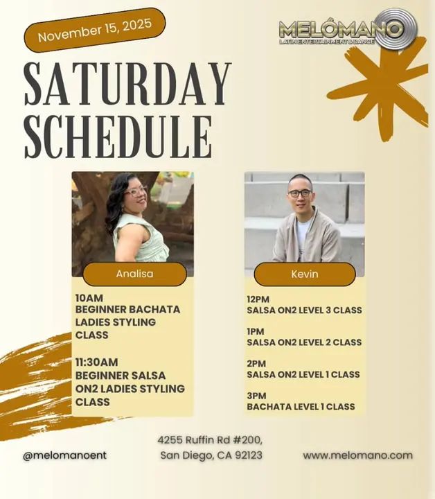 It’s the weekend and it is Saturday! Time to dance and have fun! Join us for Salsa & Bachata classes! 🥳 10am🔸Beginner Bachata Ladies Styling 11:30am🔸 Beginner Salsa Ladi