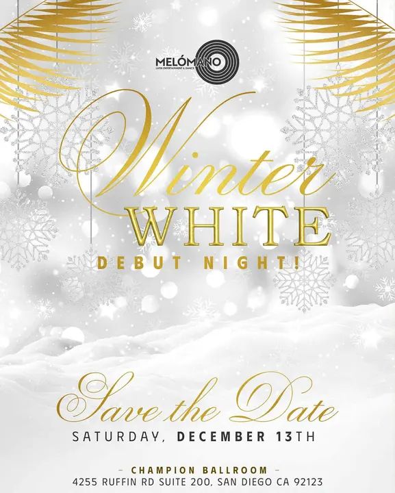 The countdown is on! 🥳✨❄️ WINTER WHITE DEBUT NIGHT! ❄️✨ The stage is set for one of the most magical nights of the year! 💃🕺 Join us for Melómano’s Winter White Debut Nig