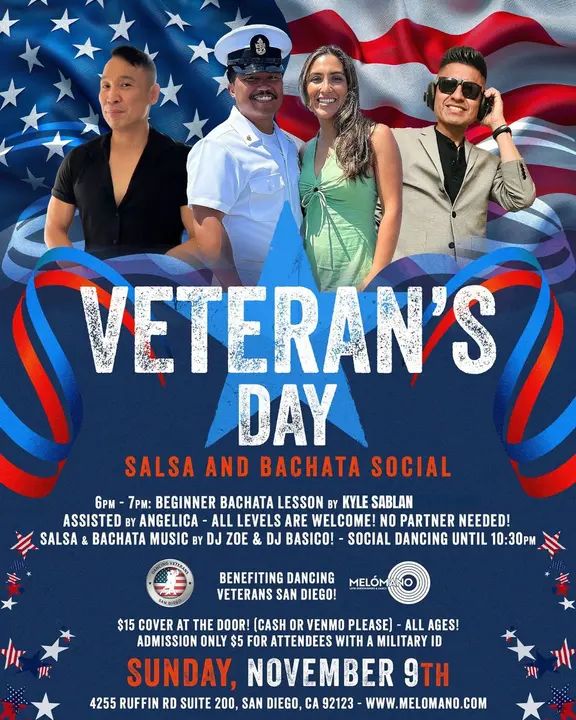 Sunday November 9th, We’re going big for the Veterans and Active Service Members!💪🏼 Join us for a night of dancing, fun and honoring Veterans and Active Service Members! 🇺🇸🇺