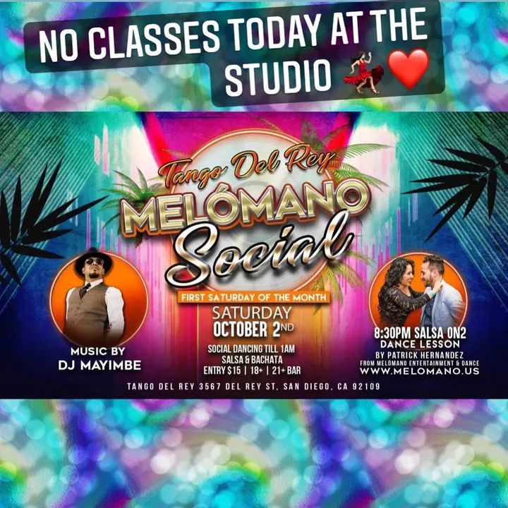 In celebration of Patrick’s Birthday, No classes today at the studio! But catch us social dancing on October 2nd at Tango Del Rey 💃🏻✨🕺🏻 Hope you have a great day ✨