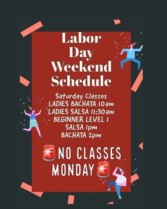🇺🇸Labor Day Weekend Schedule 🇺🇸 Book classes through our App! ✅ Link to Download the App ⤵️ https://melomano.us/download-app/ #MelomanoEnt #GroupClasses #Salsa #Bacha