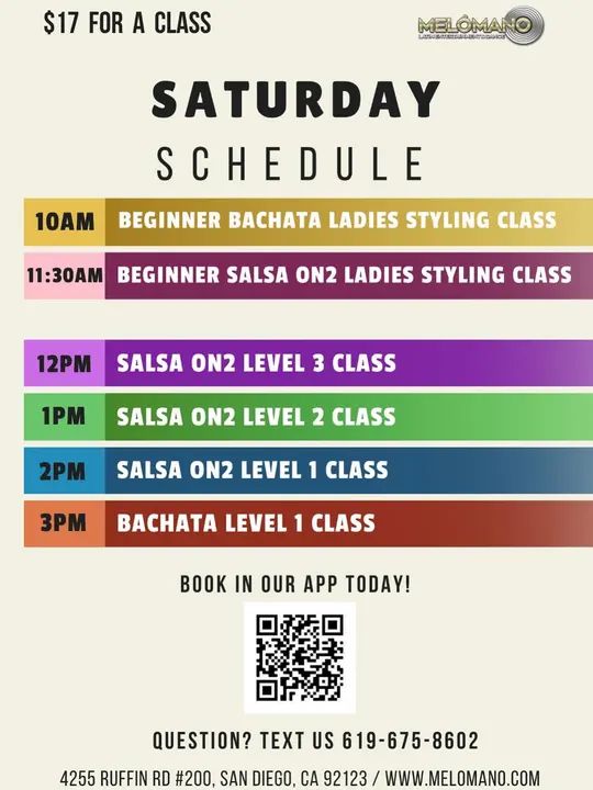 The weekend is here! Tomorrow is Saturday, come join us for Salsa & Bachata classes! Time to dance, connect, and have fun! 🥳 10am🔸Beginner Bachata Ladies Styling 11:30am🔸