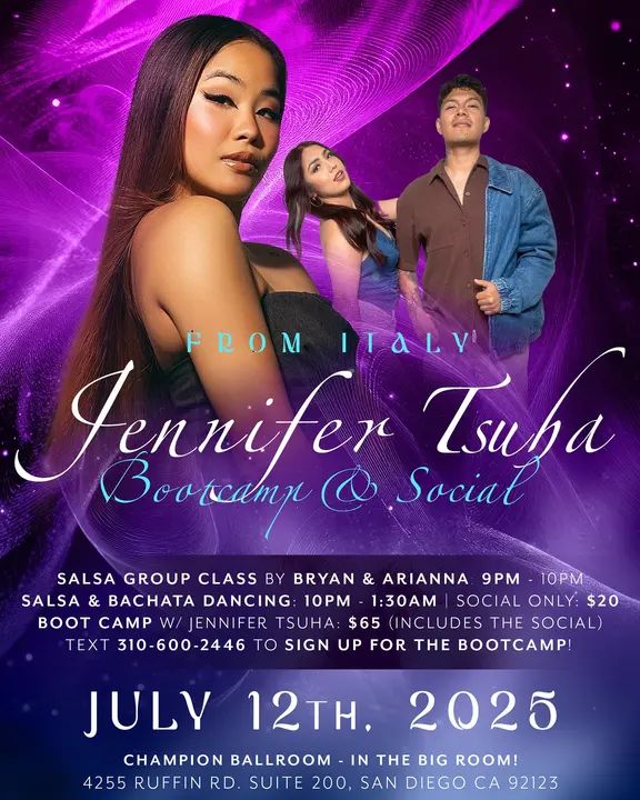 💃🔥THIS SATURDAY, July 12th in San Diego!! 🤩Join these mambo powerhouses 🔥 The talented Jennifer Tsuha is coming! 🥳 Don’t miss witnessing the legendary talent of Jennifer