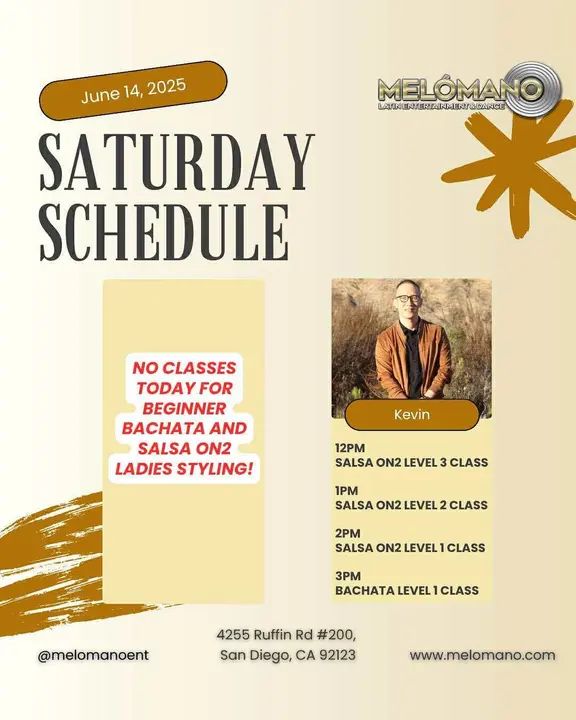 It’s the weekend and it is Saturday! Time to dance and have fun! Join us for Salsa & Bachata classes! 🥳 🚨No Ladies Styling Classes 🚨 12pm🔸Salsa On2 Level 3 1pm🔸Salsa O