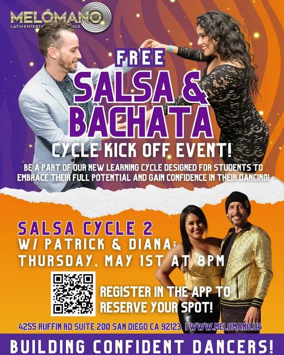Today at 8pm! Come get a FREE sneak peek for our Salsa Cycle 2! RSVP in our dance app! 🕺🏼💃🫶🏽 get your moves ready for summer!! 🔥🔥 #MelomanoEnt #Salsa #SalsaDancing