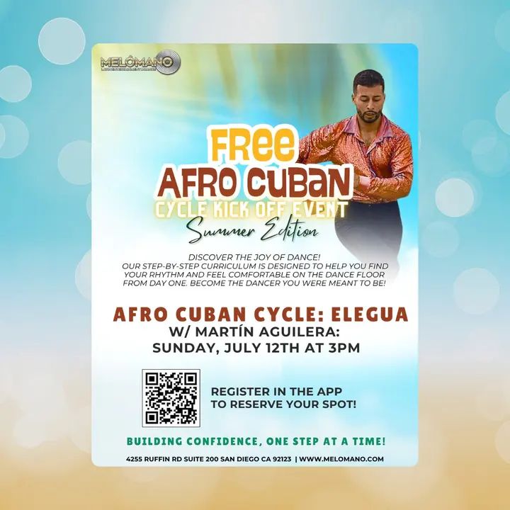 This SUNDAY, July 12th at 3pm w/ Martin!☀️🎉 Join us for the NEW Cycle! 🤩 Afro Cuban Cycle: Elegua This cycle will focus on Elegua, one of the very first dances taught in Cu