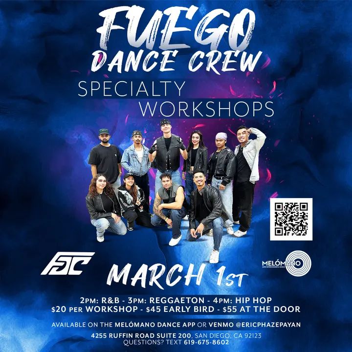 💃🕺 Let’s Dance the Day Away with Fuego Dance Crew! 🔥 Get ready for an epic day of R&B, Reggaeton, and Hip Hop! Sign up and let’s start moving! 🗓 DATE: Saturday, March 1s