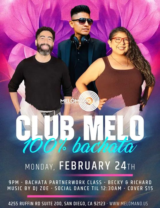 One week away!!! 📢Calling all of the bachata lovers!! Melómano has got you covered. Get ready to feel bachata vibes at our 100% Bachata night!🔥 We’re bringing the hottest da