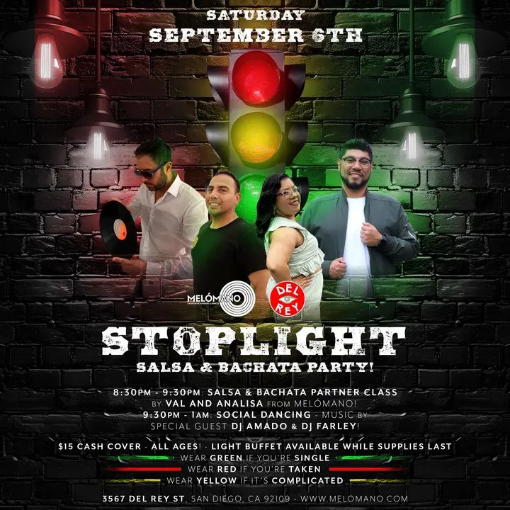 Tonight week dance!! 💃 TONIGHT at Tango Del Rey! 🎉 It’s the STOPLIGHT Party!!!! 🚦🚦Don’t miss this fun event! 💚Wear Green if you're SINGLE! ❤️Wear Red if you're TAKEN!