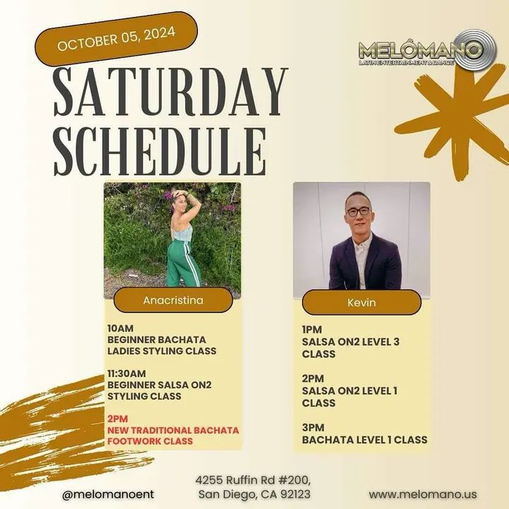 It’s the weekend and it’s Saturday ! And it’s time to dance! 💃🏻🕺🏻Time for some weekend fun 🥳 🎉Come join us for our Salsa & Bachata classes 🔸10am Beginner Bachata Styl