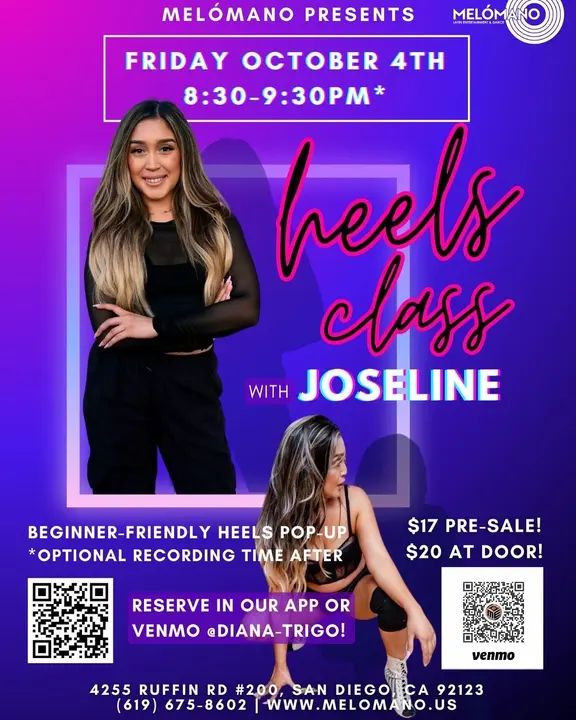 🎉 TOMORROW!!🎉 🚨 NEW Pop-Up Workshop Alert!! Heels workshop with Joseline!! 👠🔥 Joseline started dancing at 16 and quickly immersed herself in the art during college, whe