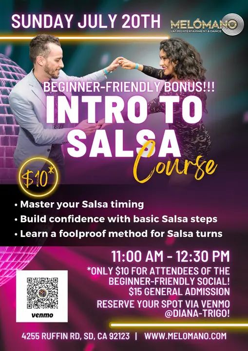 Learn how to Salsa this Summer! 💃🕺 Salsa Dance class for beginners! THIS SUNDAY AT 11am! 🎉 You're Invited! 🎉 Intro to Salsa Course – A Fun & Friendly Way to Start Dancin