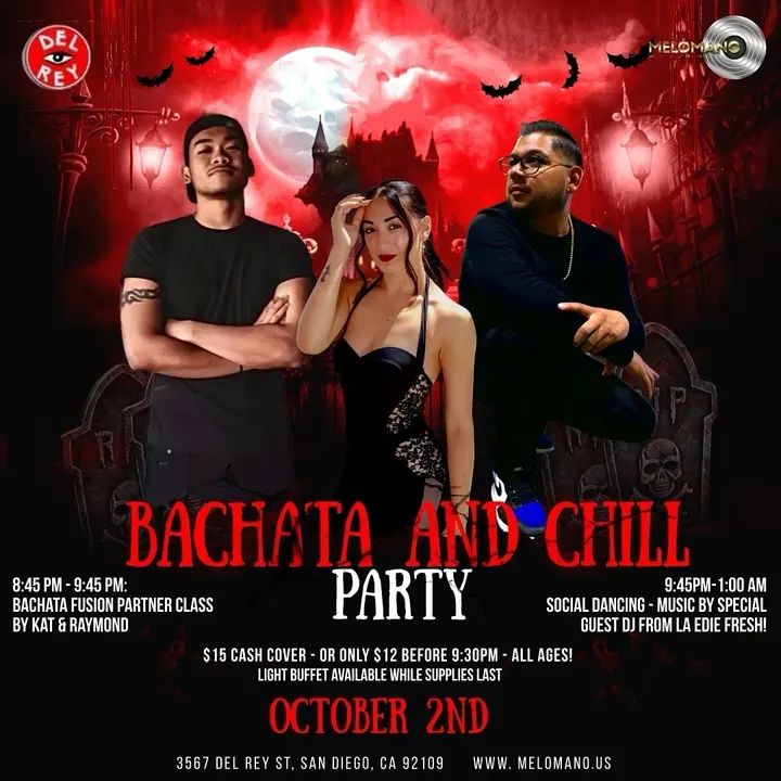 ONE WEEK AWAY!!!🕸💀 📢Calling all of the bachata lovers!! Melómano has got you covered with our Special 100% Bachata Social, Wednesday- October 2nd at Tango Del Rey🥳 EVERY