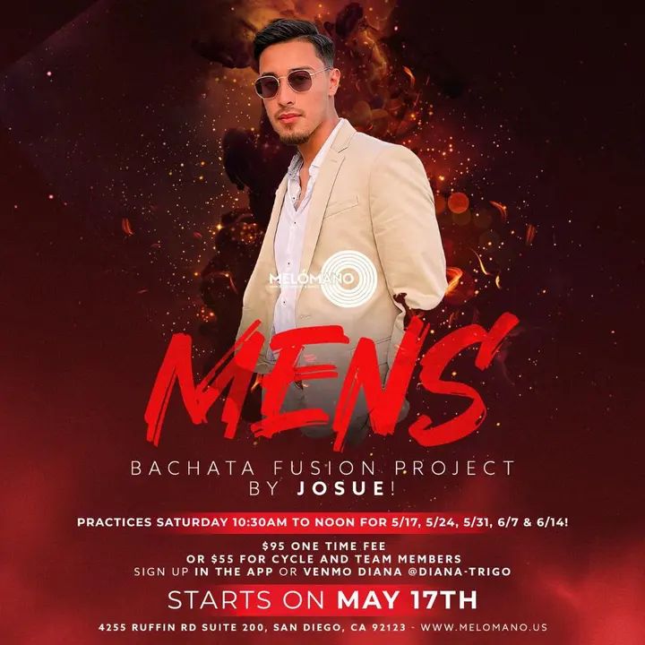 Join the NEW Melómano Men’s Bachata Fusion Challenge with Josue! With all the style and grace, take the stage with the very talented Josue! Don’t miss this opportunity to lea