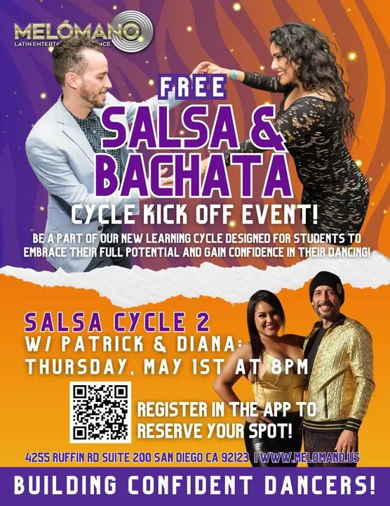 TONIGHT at 8pm Salsa Cycle 2 - cycle kick off! Come get a free sneak peek, RSVP in the app 🙂 We're ready to dance with you!!! #MelomanoEnt