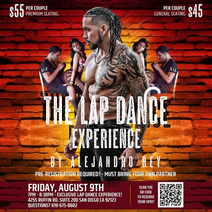 🚨 Last week to sign up for the exclusive lap dance workshop with Alejandro Rey! ⚠️ Spots are limited ⚠️ sign up now before it sells out! 📅 Date: August 9th, Friday ⏰ Ti