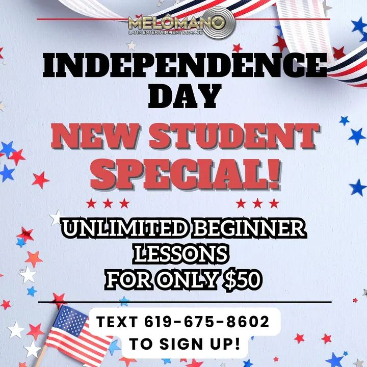 🇺🇸✨ Independence Day Special! ✨🇺🇸 Celebrate with us! New students can enjoy unlimited beginner lessons for only $50. Don’t miss out on this exclusive offer available on ou