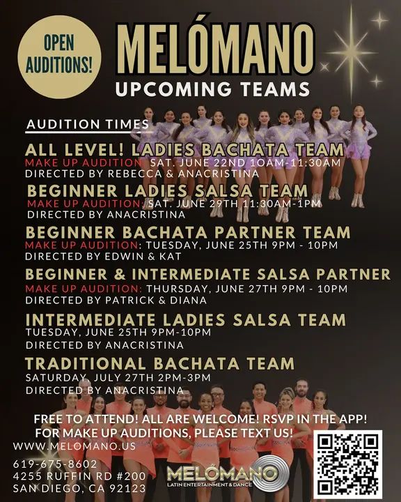 Performance Team Auditions continue at Melómano! Join the NEW Melómano Performance Teams! 🕺🏼💃🏽 Experience the energy and excitement of our dance teams! 🤩Whether you’re p