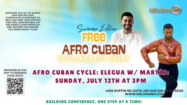 This SUNDAY, July 12th at 3pm w/ Martin!☀️🎉 Join us for the NEW Cycle! 🤩 Afro Cuban Cycle: Elegua This cycle will focus on Elegua, one of the very first dances taught in Cu