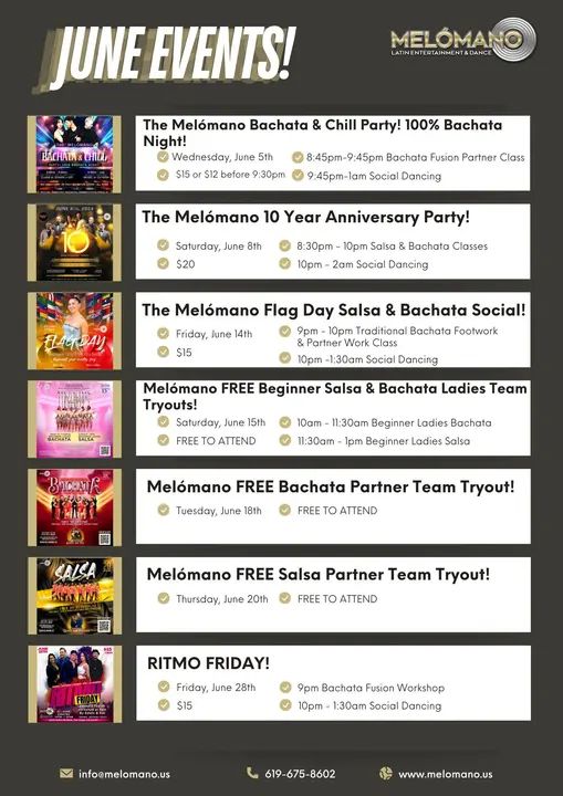 This month is packed with celebrations, auditions, new beginnings, and tons of dancing! Let’s make it unforgettable!! 🎊🎤🕺🌟 #MelomanoEnt #June #Events #Celebrations #SanDi
