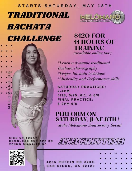 🔥Join Anacristina Ramirez for her FIRST TRADITIONAL BACHATA CHALLENGE with the Melómano Fam! Be part of history as we embark in a new chapter for Traditional Bachata at Melóm