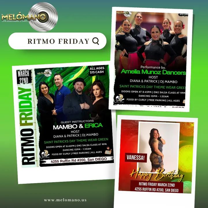 Tonight is the night 🔥🔥🔥🔥 💥Melómano Entertainment & DJ MAMBO💥 🎉PRESENT RITMO FRIDAY 🎉 🎶 50/50 Salsa Bachata 🎶 🎉PERFORMANCE DANCE by Amelia Munoz Dancers 🎉BIRTHDA