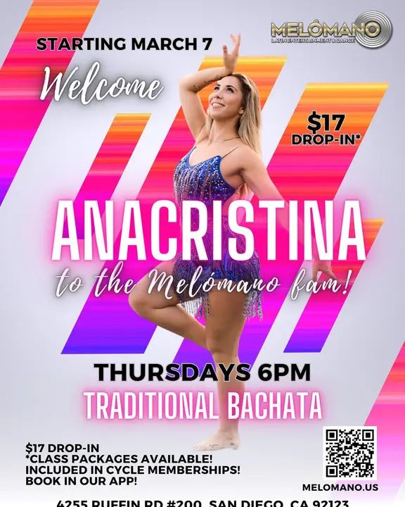 Welcome Anacristina to the Melómano Fam! 🥰 We’re so thrilled to have her! 🙌🏼 Catch her every Thursday at 6pm teaching Traditional Bachata! Book in the app to save your spot
