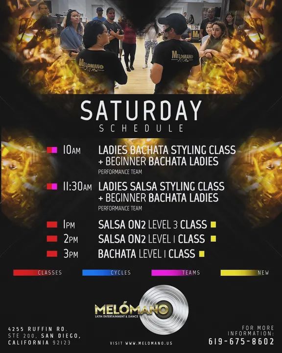 It’s Saturday ! And it’s time to dance! 💃🏻🕺🏻Time for some weekend fun 🥳 🎉Come join us for our Salsa & Bachata classes🎉 🔸10am Ladies Bachata Styling 🔥 🔸11:30am Lad