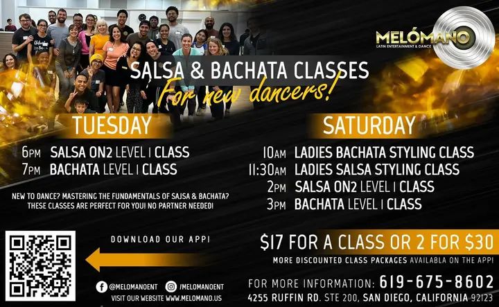 Fall in love with dancing! ❤️NEW Salsa and Bachata beginner friendly classes! A welcoming environment perfect for new dancers!! Join us Tuesdays and Saturdays! 💃🏽 🕺🏼Meló