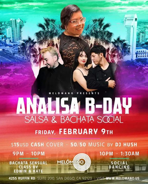 One Week Away!! We are throwing a birthday salsa and bachata social!! 🎂🍾Birthday Celebration for the one and only Analisa! You know her and love her so come show her some