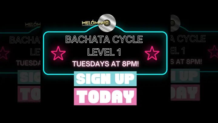 🔥TONIGHT Bachata Cycle 1 at 8pm! Don’t miss this chance to join in and dance the night away! 💃🕺 💃It’s Not Too Late to Sign Up! Bachata Cycle 1: Tuesday, May 12th at 8pm