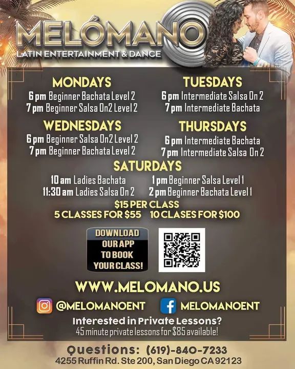 It’s Saturday and it’s time to dance! 💃🏻🕺🏻Time for some weekend fun 🥳 🎉Come join us for our Salsa & Bachata classes🎉 🔸10am Ladies Bachata All Levels🔥 🔸11:30am La