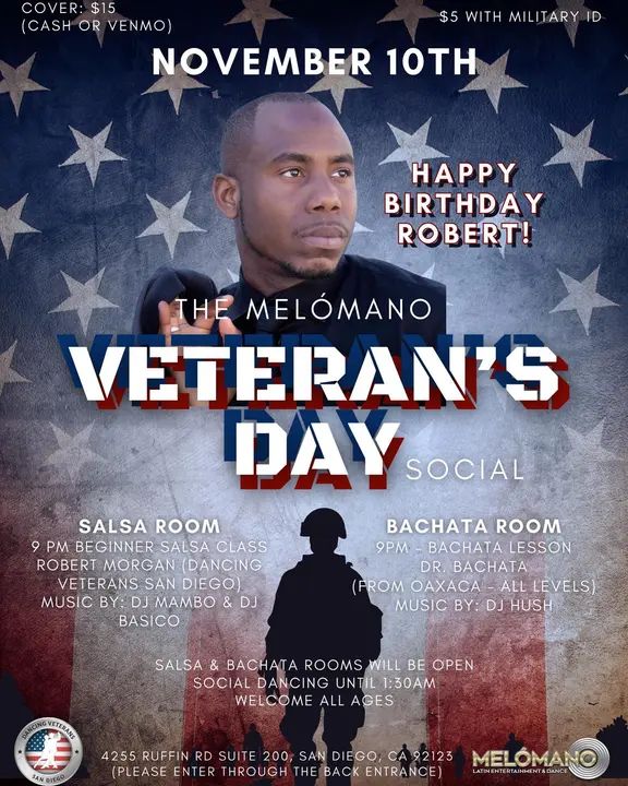 Happy Birthday Robert! @robertpurpose 🎂🎁🎊🎉 We’re so excited to celebrate with you at our Veterans Day Social! 🕺🏼💃🏽 Thank you for allowing Melómano to be a part of the