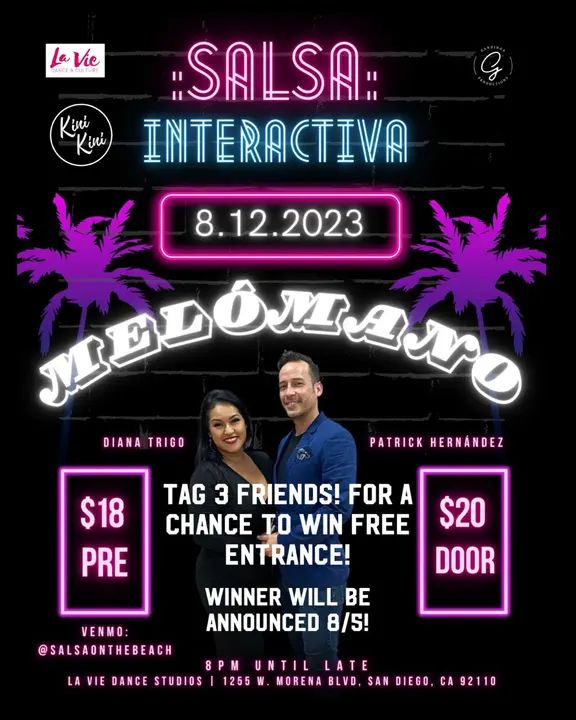 Free entry giveaway to Salsa Interactiva on 8/12/23! Here's how to enter: Step 1:📱Follow @melomanoent & @salsaonthebeach Step 2:❤️ Like this post Step 3:Tag three of your