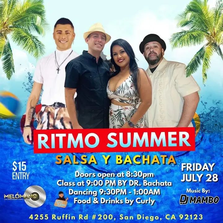 MAMBO CASTILLO & MELÓMANO ENTERTAINMENT PRESENT RITMO FRIDAY 50/50 SALSA BACHATA 💃🏽 🕺🏼 Doors open @ 8:30PM 🌟 9:00pm Salsa & Bachata Class with DR. BACHATA Social Danc
