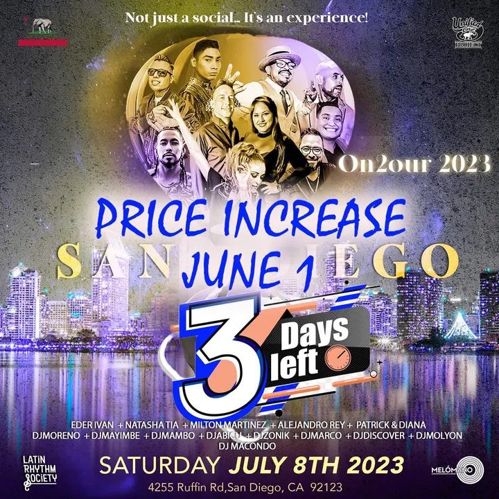 🚨PRICE INCREASE JUNE 1st🚨 SAT, JULY 8: THE UNIFIED SAN DIEGO SOCIAL⚠️ SoCal’s best talent under one roof: two hours of workshops and social dancing til late with LA, OC and