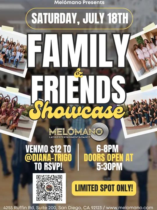 🎉 You're invited to Melómano's Family & Friends Showcase! ✨🤩 Join us for an evening of incredible performances as our students and teams showcase everything they've been w
