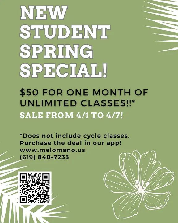 We got something super special for any NEW students that want to try Melómano! 🤩 Unlimited classes for one month for only $50! 😱 ⚠️Sale ends April 7th! ⚠️ Tell your friend