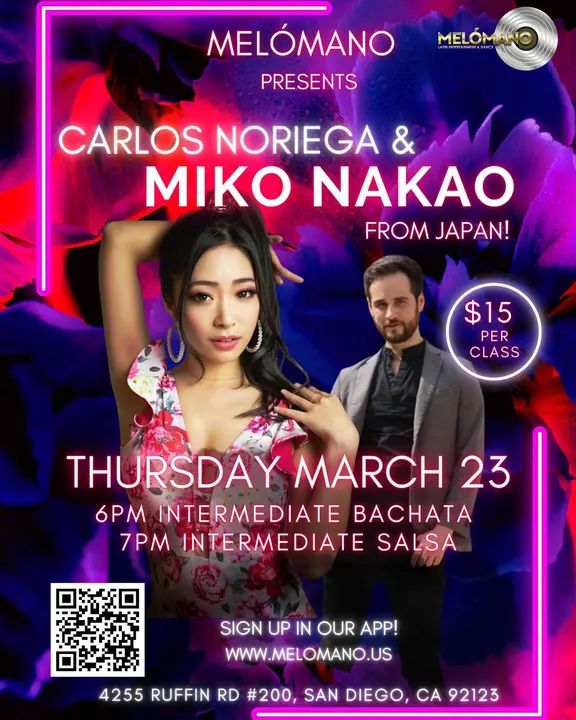 🎉 THURSDAY 🎊 We got a very special surprise guest instructor from Japan!! Please help us welcome @mikonakao !! 🤗She will be special guest teaching with @carlitos13noriega t