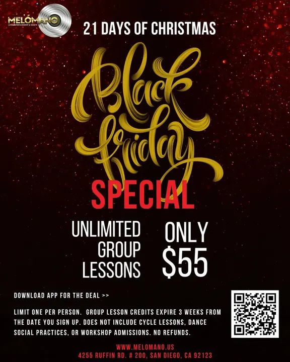 ‼️‼️Last day to get BLACK FRIDAY SPECIAL ⚠️⚠️⚠️ UNLIMITED Group lessons for ONLY $55! Snag this exclusive deal on the Melómano App! Can also buy as a gift! 💃🏽 🕺🏼App Do