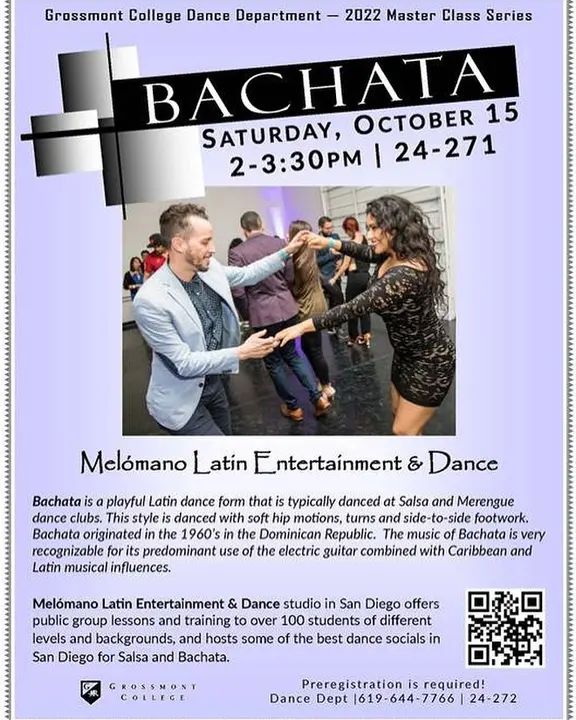 Catch us at @grossmontedu today for a Bachata Master Class! Excited and honored to be invited to be part of this series! 🕺🏼💃🏽#MelomanoEnt #Bachata #GrossmontCollege