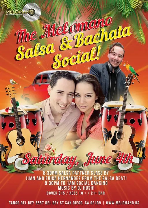 ✨Melómano Salsa & Bachata Social✨ 6/4! Salsa & Bachata Dancing at Tango Del Rey Saturday, June 4th!!!! 🎉 EVERY FIRST Saturday of the month join us for great music and vi