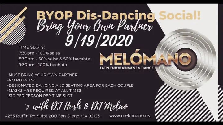 Round 2 of the "bring your own partner" dis-dancing event is going down THIS Saturday the 19th!! 🥳 And this time we got DJ HUSH playing all of your favorite music!!!! We're